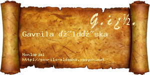 Gavrila Áldáska névjegykártya
